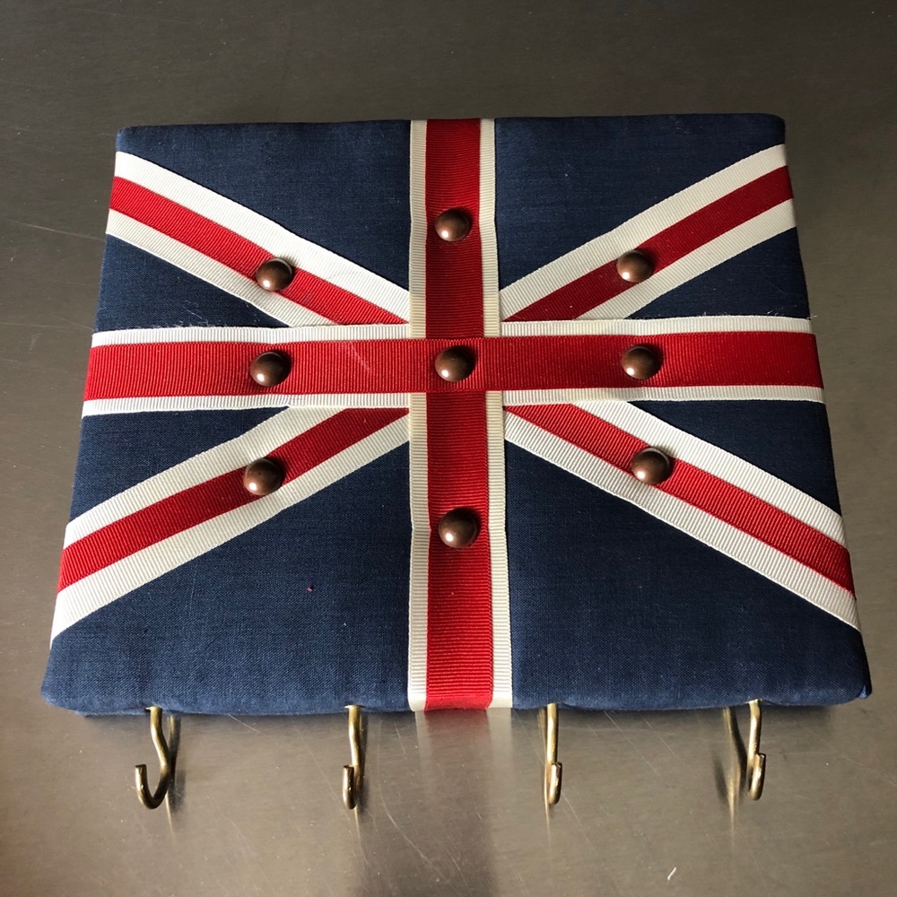 Handmade British Wall Key Holder - Fabric & Ribbon